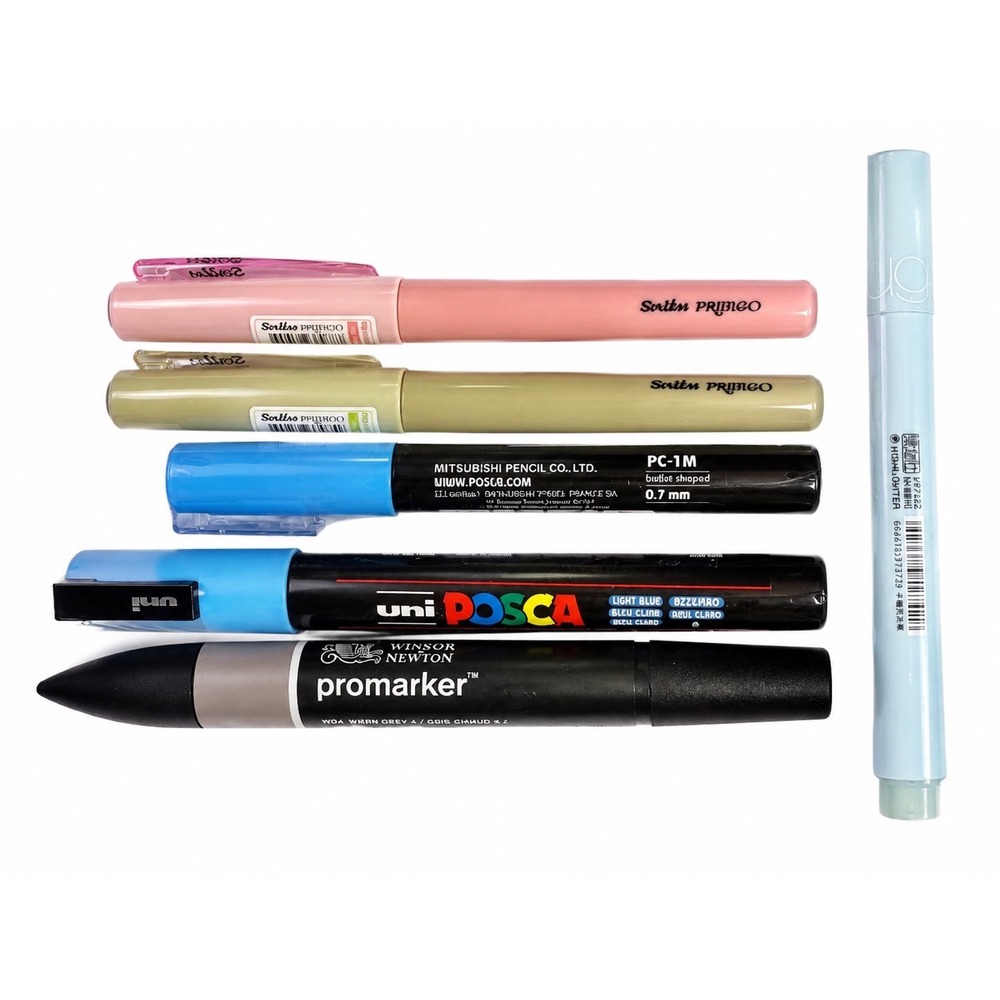 Uni Posca Winsor & Newton Promarker Sailor Procolor Art Marker Pen Lot 6pc Blue